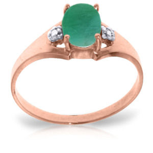 14K. SOLID GOLD RING WITH NATURAL DIAMONDS & EMERALD (Rose Gold)